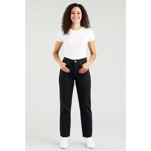 Levi's Premium Wedgie Straight Jeans Black Denim Women's Size 28x26 High Rise...